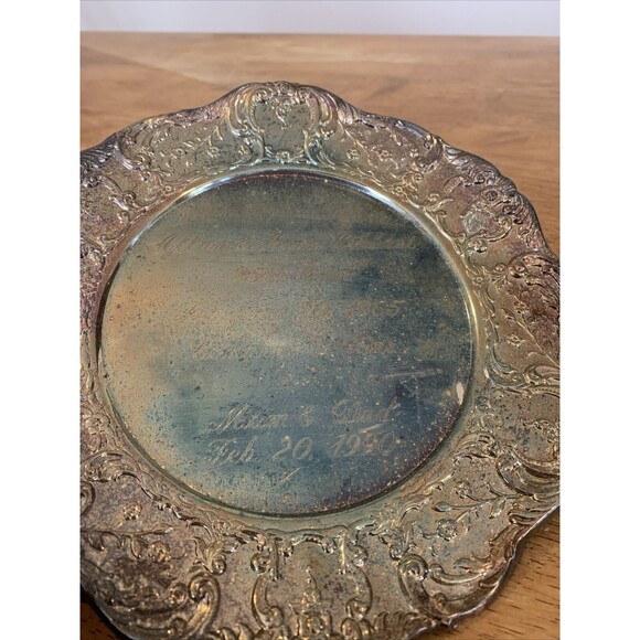 Sheridan Silversmith Taunton Plate Engraved Embossed Platter Trinket Tray Silver - Picture 5 of 5